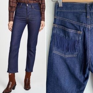Levis Wedgie Straight Western Fringe Pocket Jeans No Mans Land Sz 25
